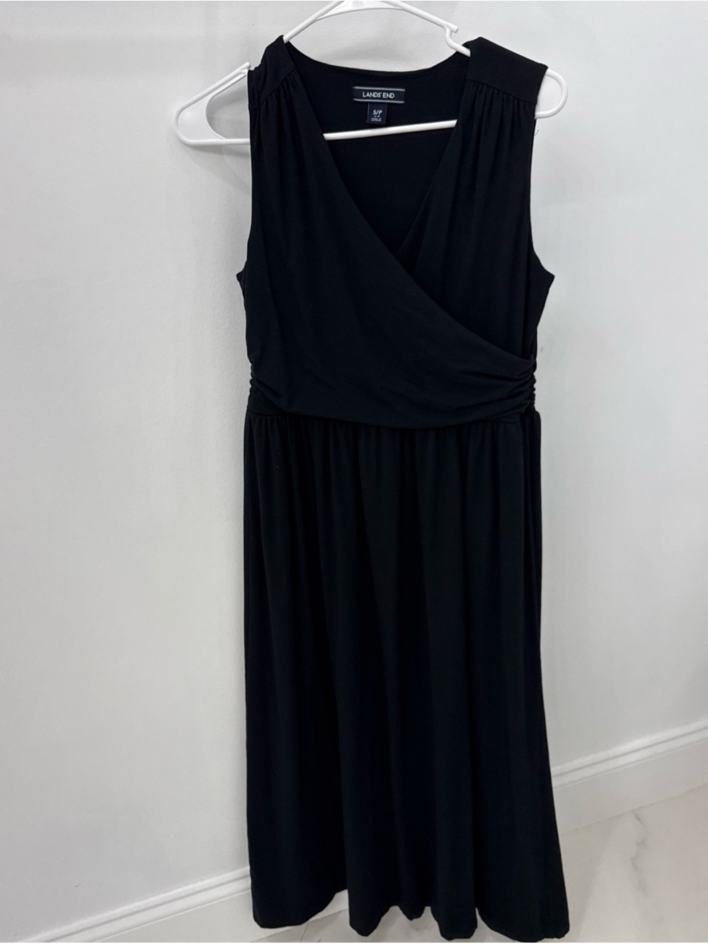 Lands' End Black Sleeveless Wrap Maxi Dress